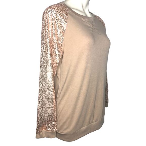 Rose Gold Sequin Sweatshirt - Size Small - Picture 3 of 7